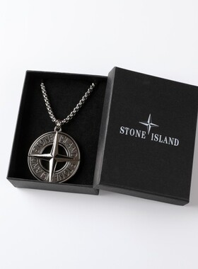 Stone Island项链 石头岛十字罗盘项链潮牌吊坠挂件 男女情侣搭配
