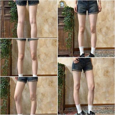 VintageTang美式复古做旧低腰卷边牛仔短裤女夏季直筒热裤骁伍