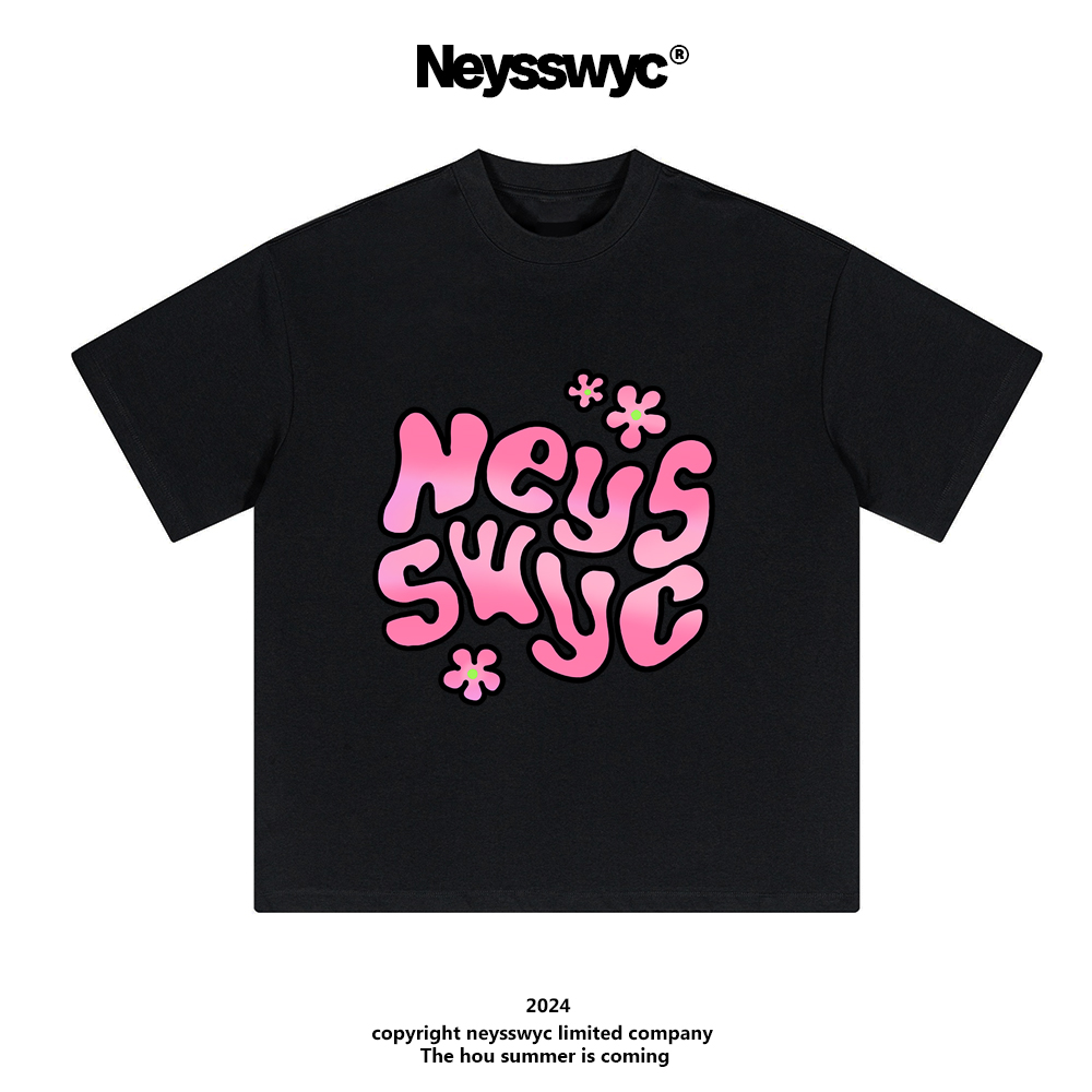 NEYSSWYC  原创乃司纯色短袖T恤可爱休闲美式宽松情侣夏显白小众