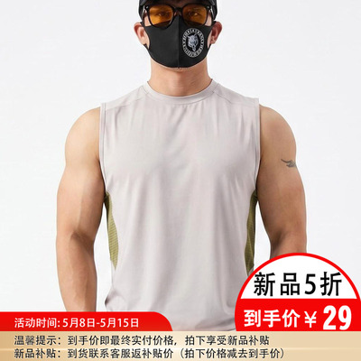 撸铁狼背心弹力速干健身衣服无袖宽松男款坎肩健身运动