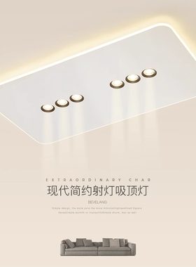客厅灯吸顶灯射灯极简大厅灯广东中山现代简约长方形超薄房间灯具