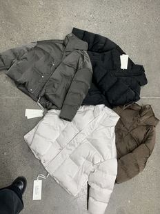 美式复古金丝绒立领羽绒服男宽松休闲潮牌简约90白鸭绒保暖外套潮