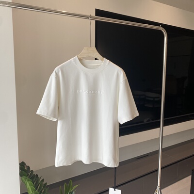 高克重秋季美式刺绣字母T恤男潮牌修身百搭重磅短袖体恤打底神器