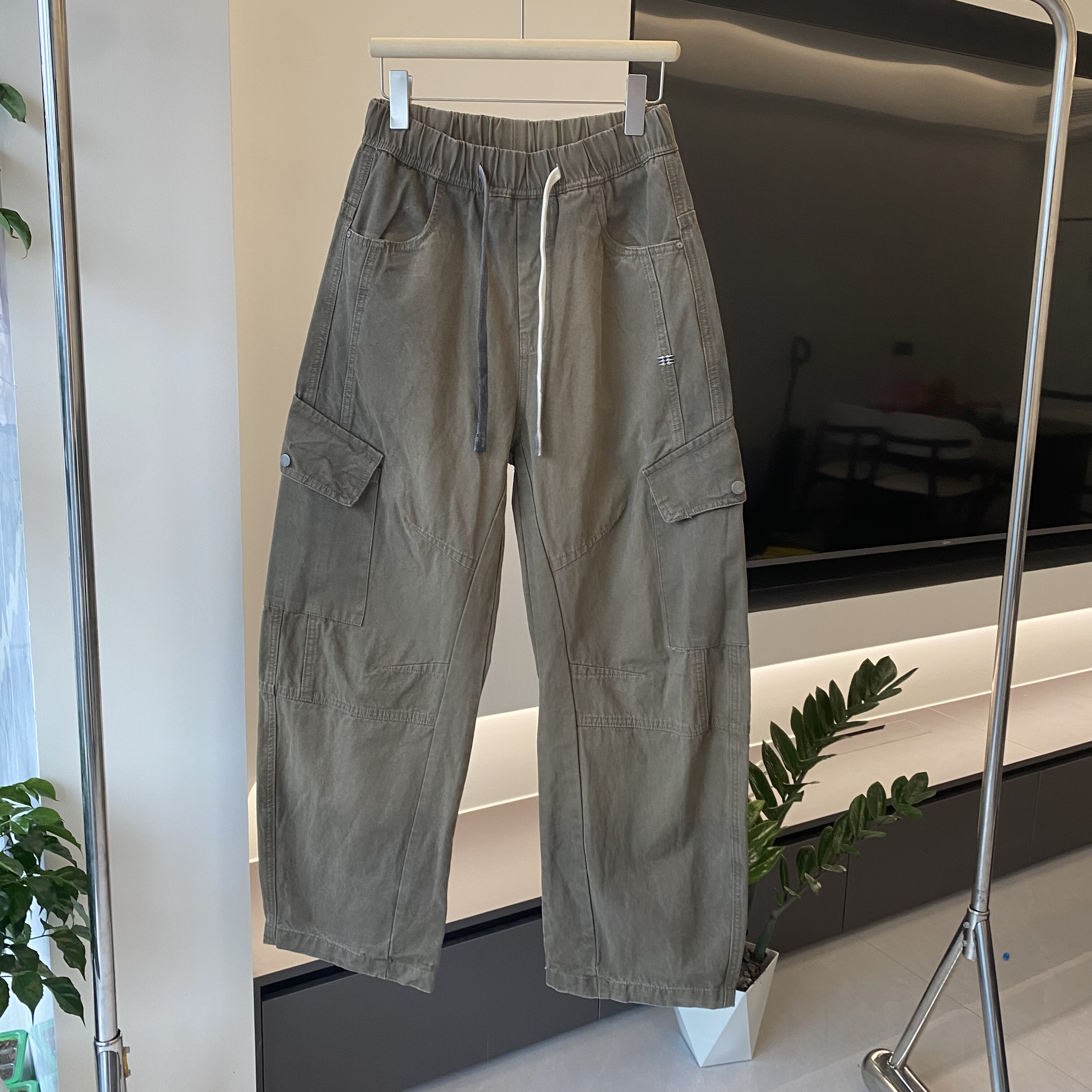 美式高货秋冬韩版水洗复古工装裤男潮牌宽松休闲百搭纯色直筒长裤