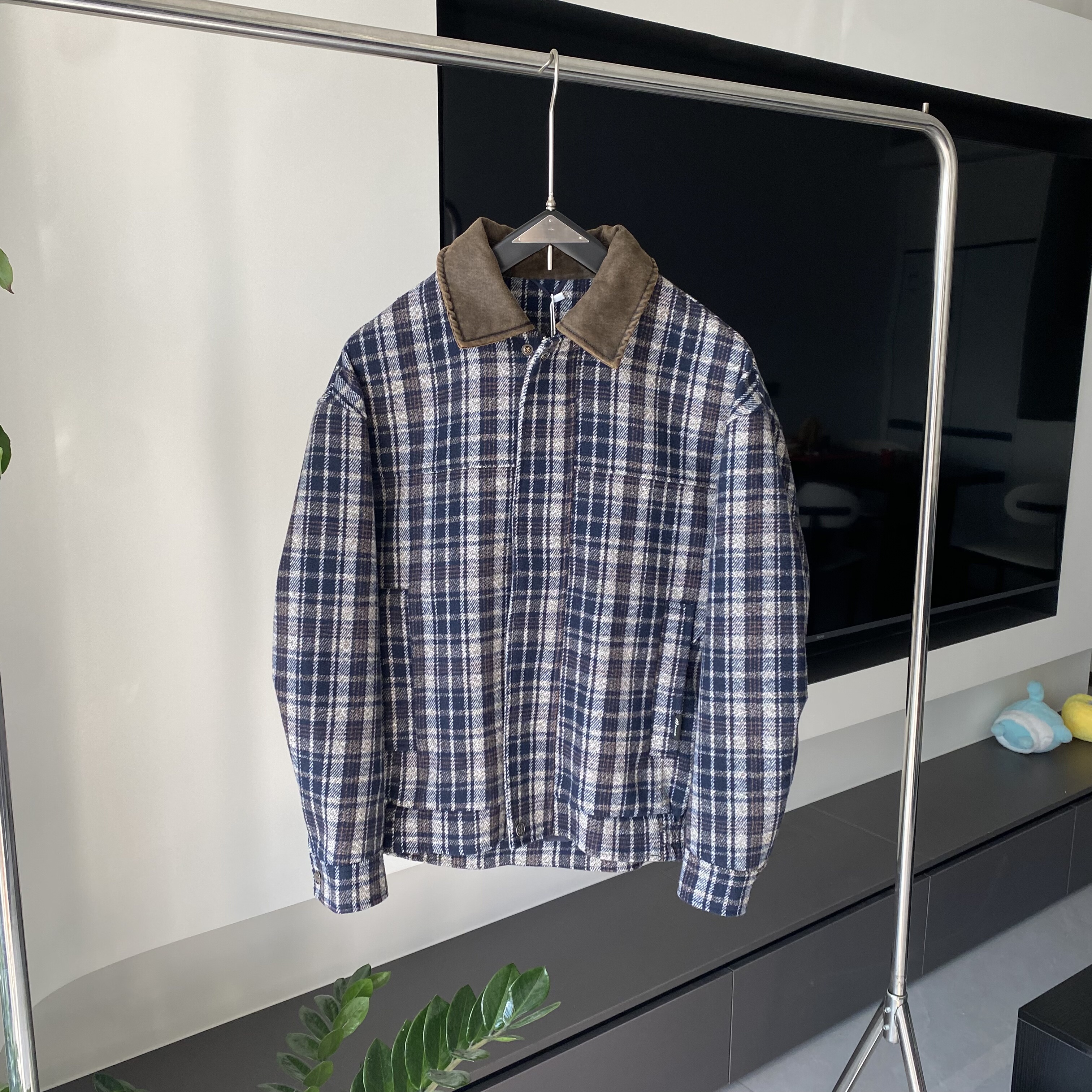 美式高货秋冬厚款韩版复古格子夹克外套男潮牌宽松休闲百搭棉衣男