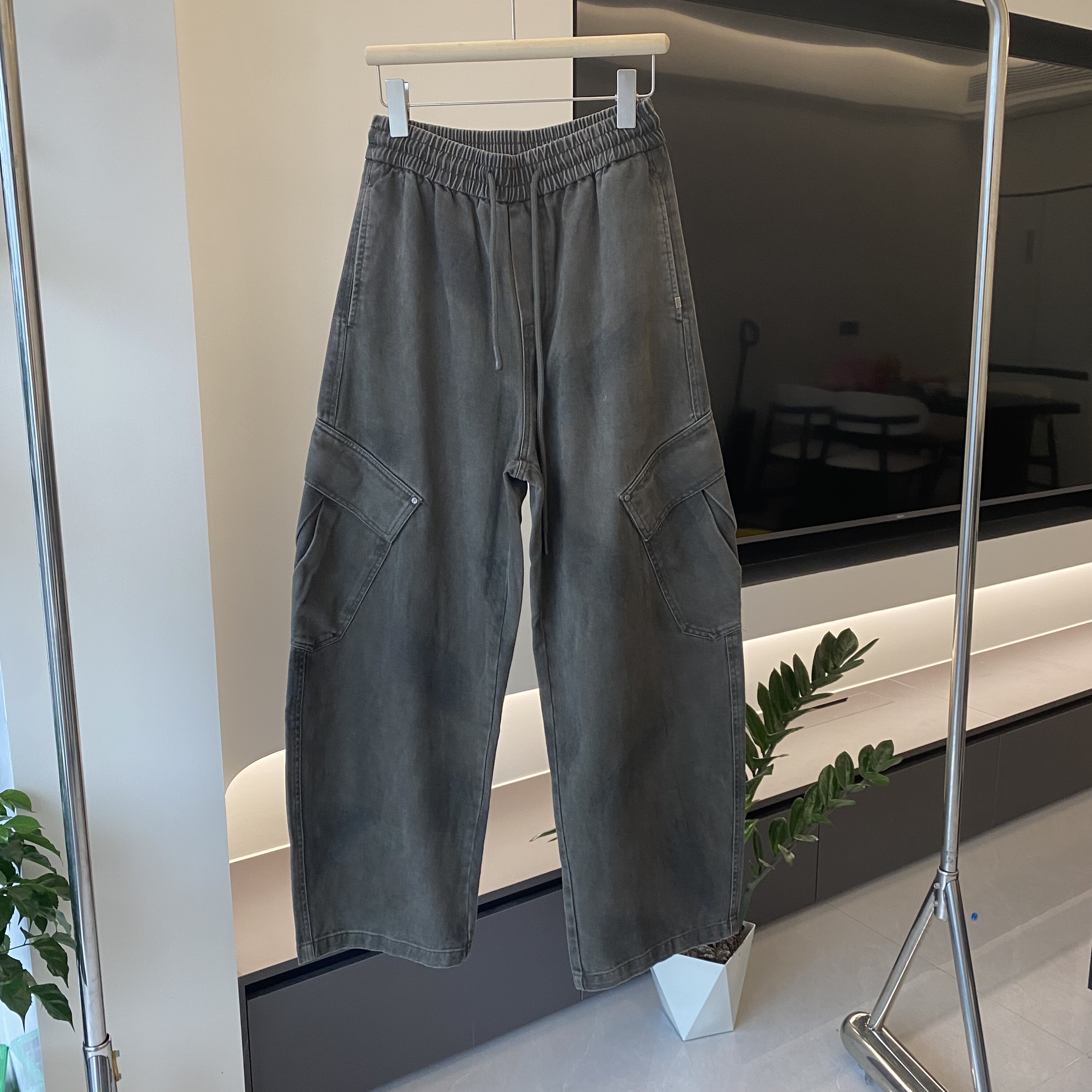 美式高货秋季韩版复古水洗做旧牛仔裤男潮牌宽松工装口袋休闲长裤