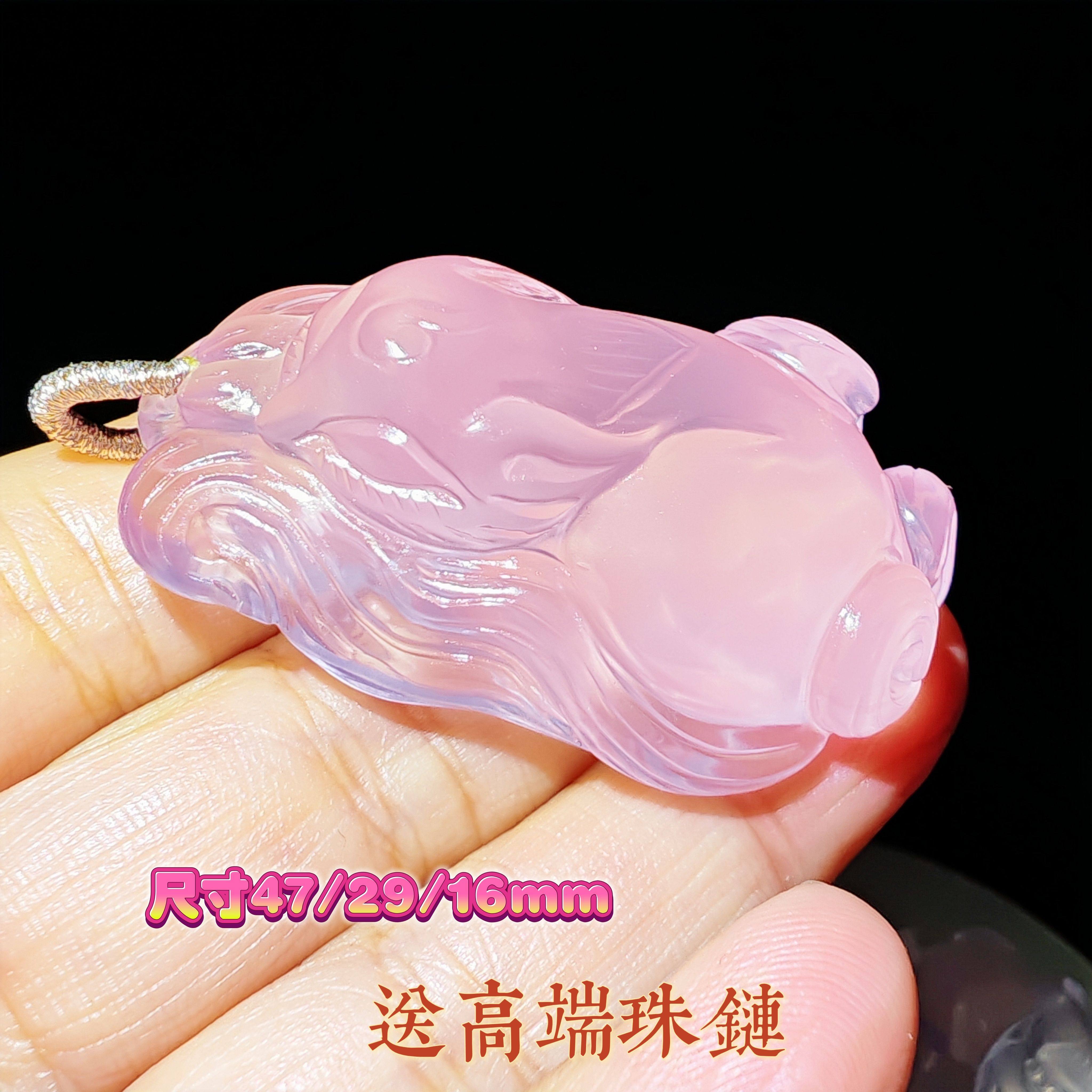 【狐公主】高端天然粉粉晶九尾狐吊坠项链手牌雕刻件招桃花狐