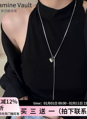 ins风小众银色爱心圆球毛衣链