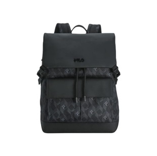FILA斐乐 HERITAGE 大容量翻盖时尚通勤老花背包电脑包书包双肩包