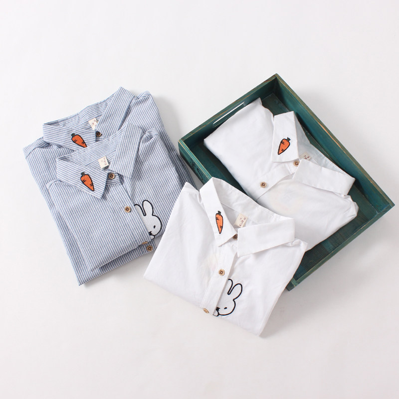 Chemise fille à manche longue en coton - Ref 2085613 Image 1