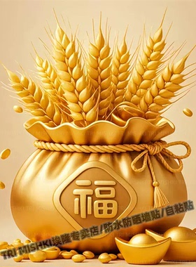 金色福袋自粘防晒墙贴