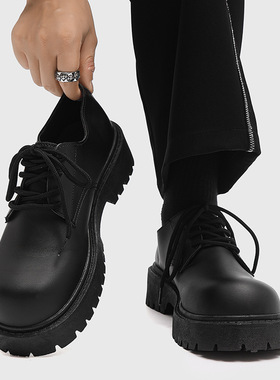 男鞋小众爆款高级感厚底大头皮鞋男款英伦风黑色休闲德比鞋男Z01