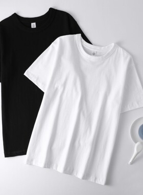 新疆棉！碳素磨毛！260G纯棉重磅宽松圆领短袖t恤上衣男女 夏季