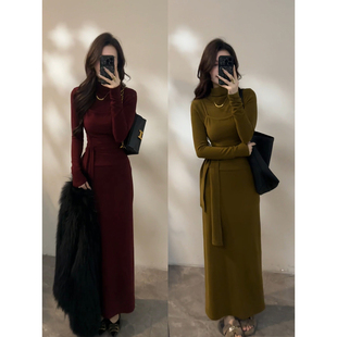 吊带假两件复古小众气质百搭连衣裙DT1836 显瘦长袖 大婷婷 时尚