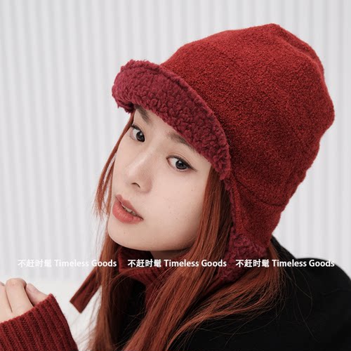 冬季羊羔毛雷锋帽女保暖护耳帽子