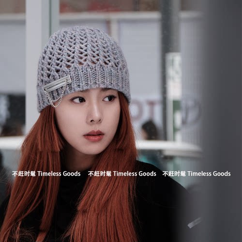 韩系钩针镂空包头帽女秋冬保暖