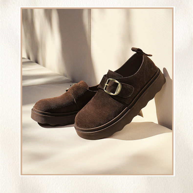 商场同款26春季新款坚果拿铁厚底勃肯鞋女增高休闲乐福单鞋子F3V1