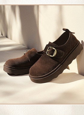 商场同款26春季新款坚果拿铁厚底勃肯鞋女增高休闲乐福单鞋子F3V1