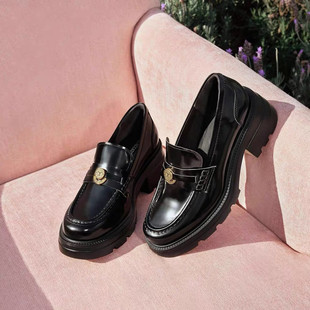 商场同款2026新款许愿币爵士乐福鞋英伦风小皮鞋一脚蹬女鞋EEZ05