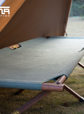 TNR户外行军床便携野外露营实物柚木办公单人午休折叠床16安帆布