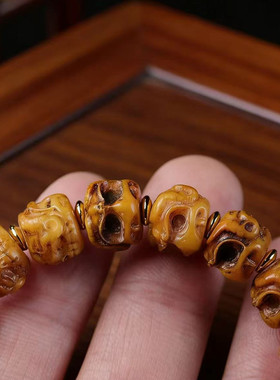 牦牛骨藏式大鹏鸟雕刻佛珠手串