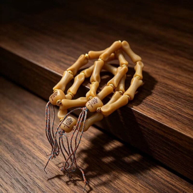 藏式老料驼骨原色手串骨节趾骨骨雕文玩佛珠手链