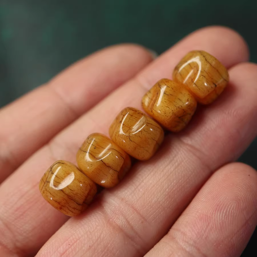 藏区回流牦牛骨手工雕刻百香籽散珠桶珠文玩配珠DIY佛珠手串配饰