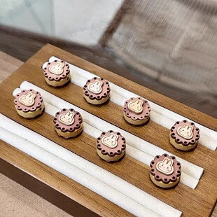 血柏檀木拼接草莓兔子饼干配件配饰散珠子 diy手链项链珠子