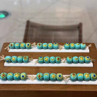 菱镁矿松石描金日月星辰镶嵌老型珠手工diy串珠手链饰品配饰