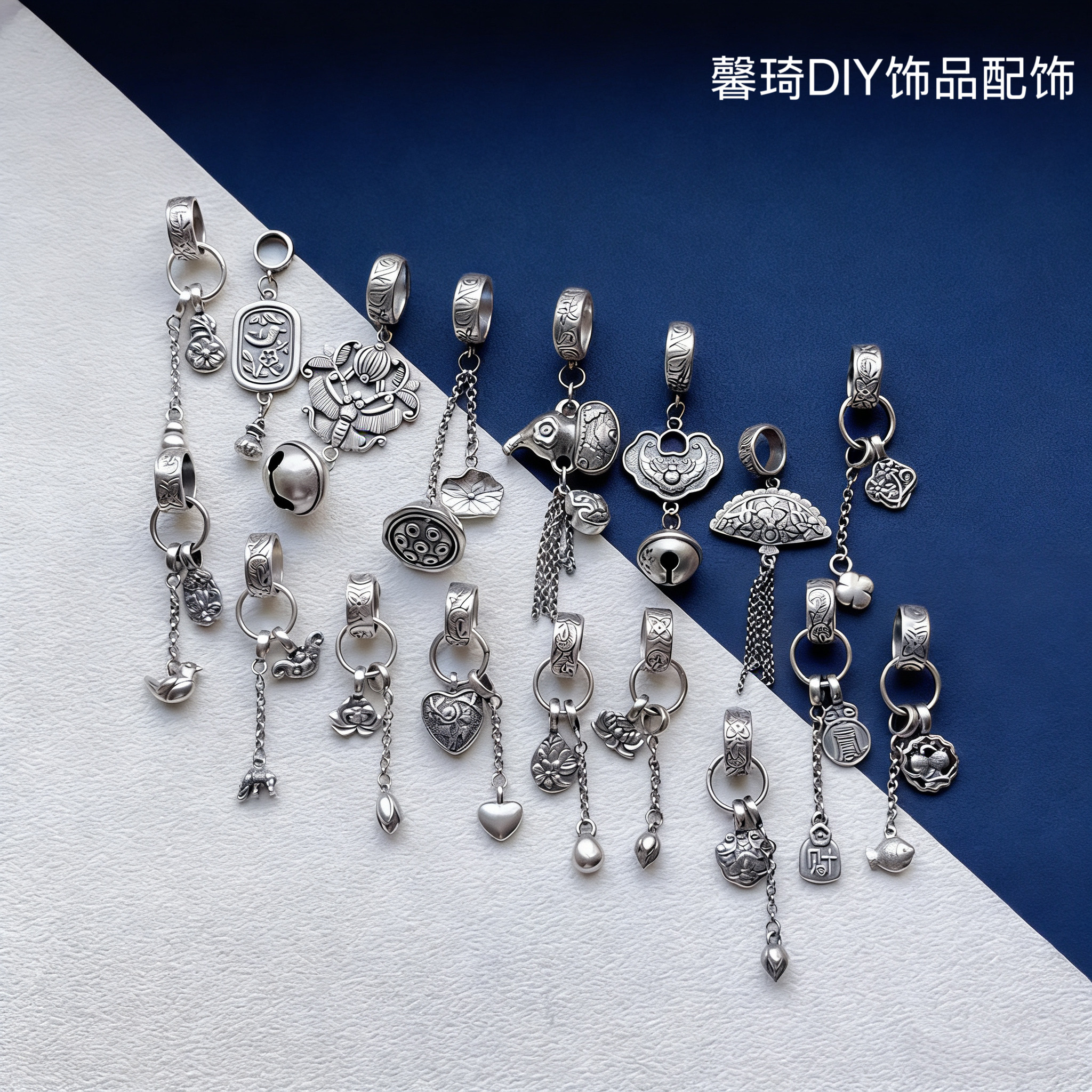 老银子配饰莲蓬葫芦锦鲤莲花跑环流苏穗子吊坠三七银饰diy串珠子