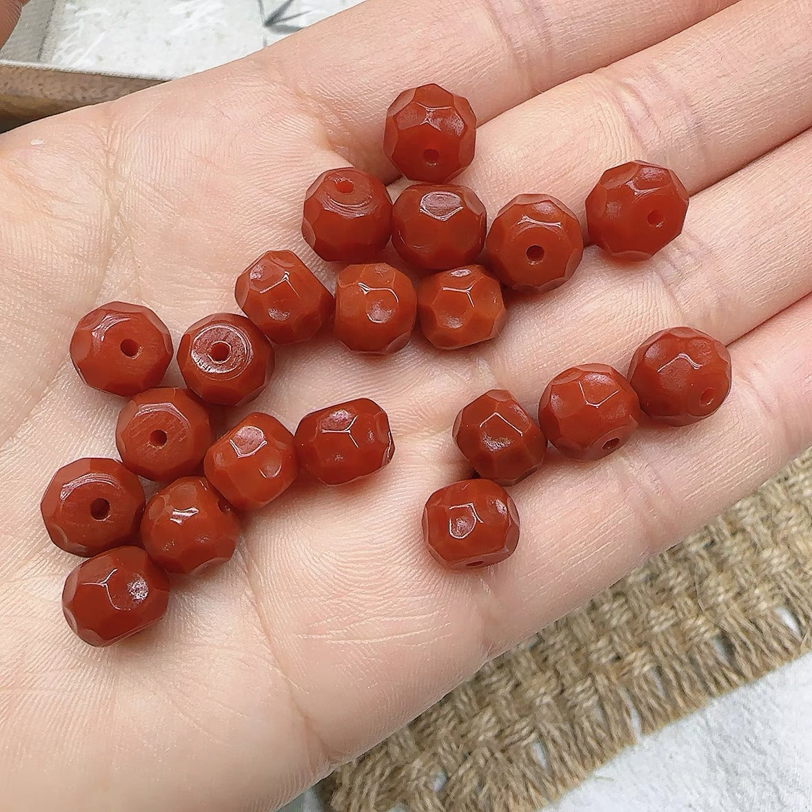 高油满肉红玛瑙无相珠老型珠陨石珠单珠散珠隔珠手工串珠文玩配饰