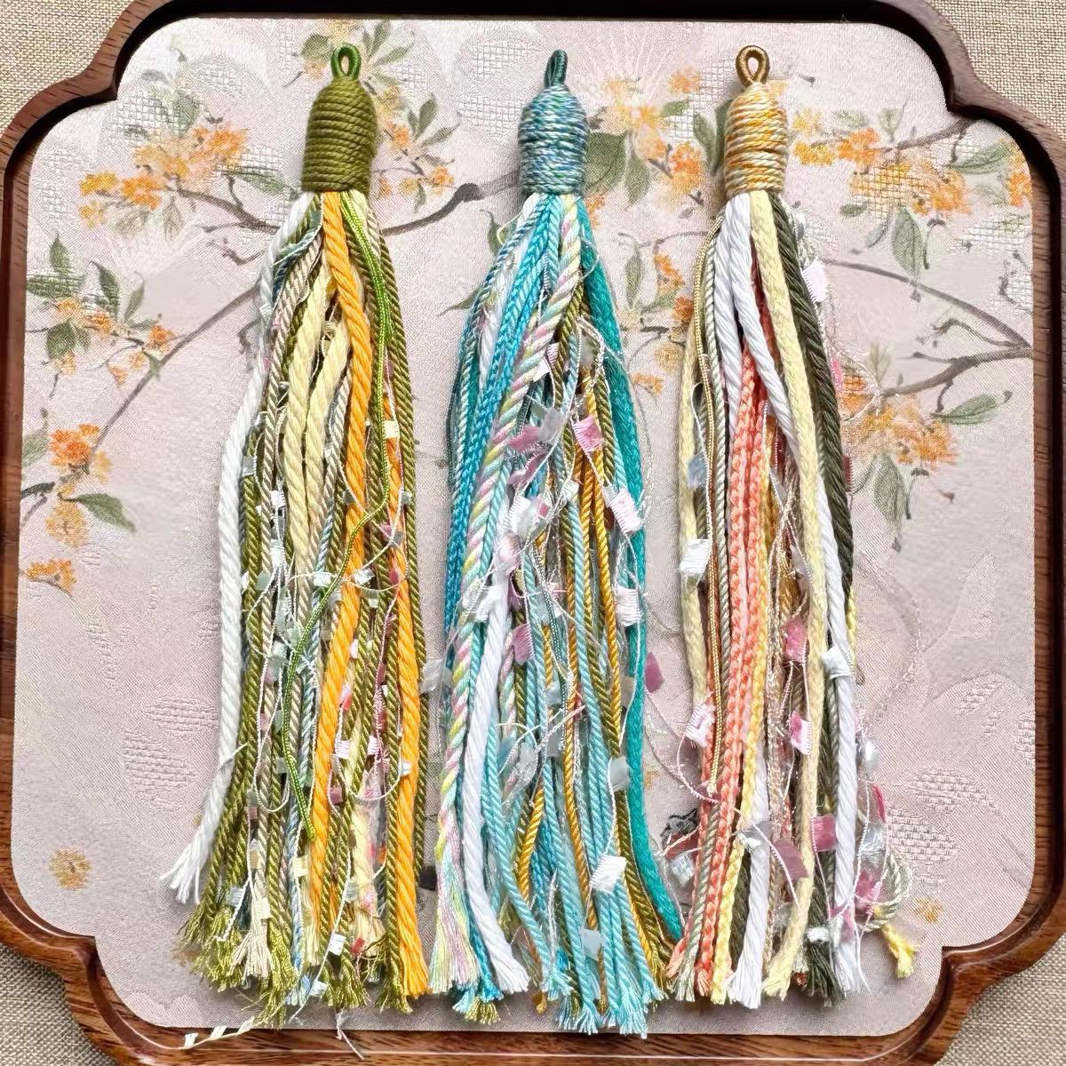 藏式流苏挂件diy配件手搓棉绳编织长款穗子菩提文玩佛珠手串配饰