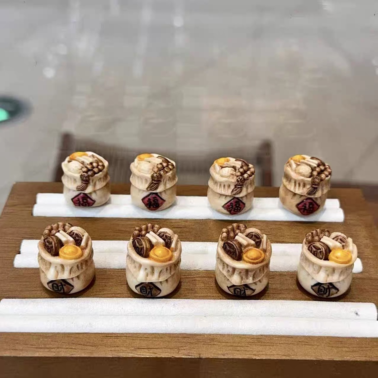 鹿角根付五谷丰登钱袋子福袋配件配饰散珠子 diy手链项链福袋坠子