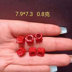 大孔朱砂散珠天然原矿精品红砂花珠单颗珠子定位珠六字真言钱币珠