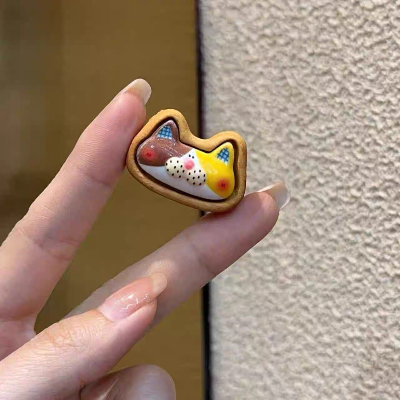 黄金檀木镶嵌卡通小狐狸双孔二饼猪鼻子diy文玩手持手链挂件配饰