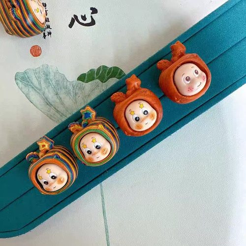 新款彩虹木老山檀红檀苹果星星人镶嵌配饰百搭diy