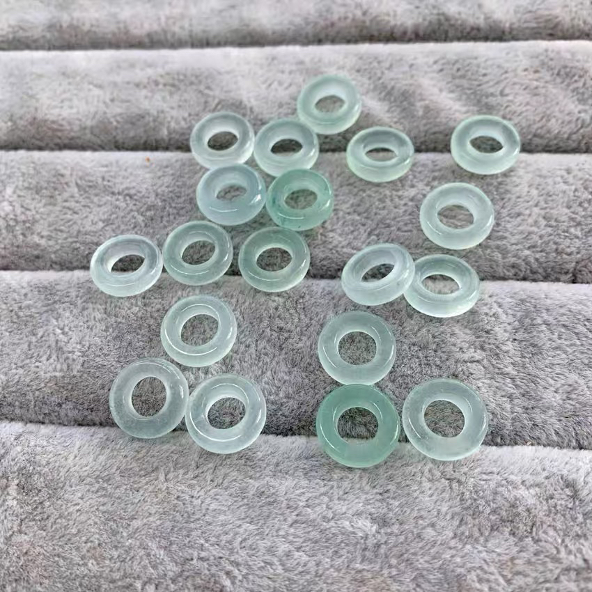 浅绿玉髓平安扣跑环配件配饰 diy散珠子女款手链项链材料