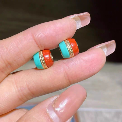 DIY藏式红菱镁矿汉堡珠面包珠藏式文玩顶珠腰珠菩提文玩配饰