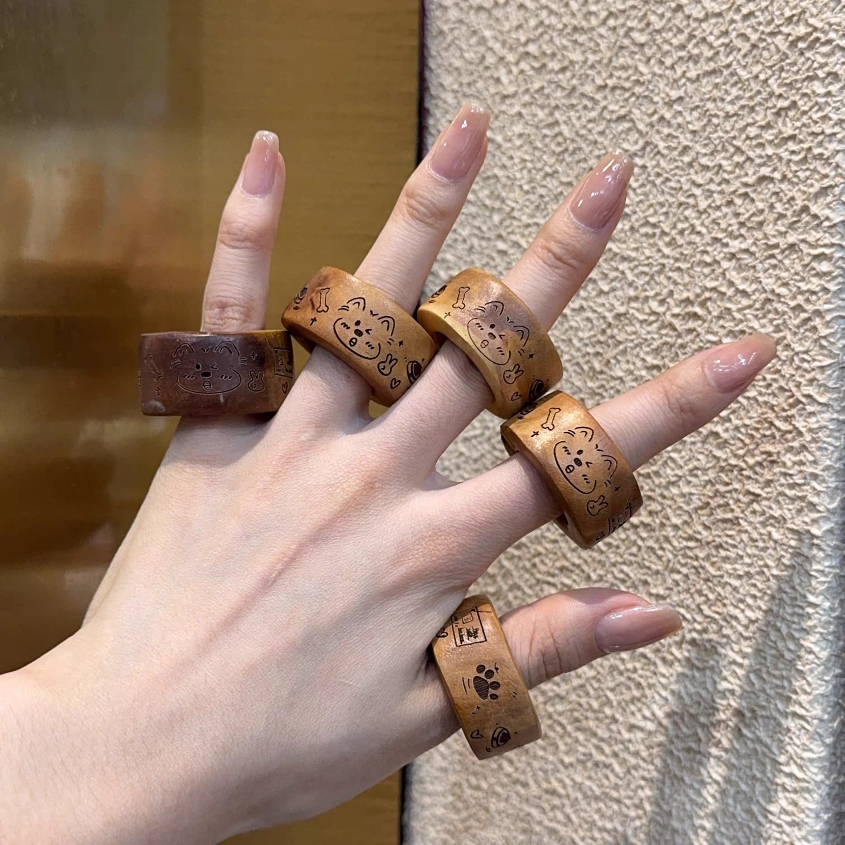 新品桃木卡通跑环配件手工diy文玩时尚配饰佛珠串珠手链项链