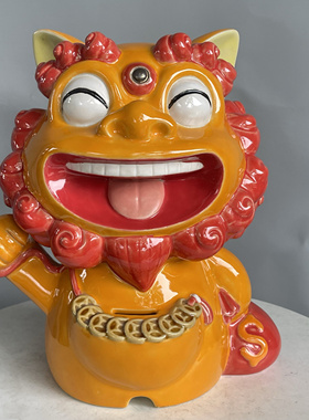 石湾公仔招财狮存钱罐陶瓷创意家居收银台摆件开业礼物装饰品礼品