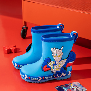 奥特曼男童雨鞋宝宝儿童雨靴2023新款赛罗防滑男孩幼儿园水鞋加绒
