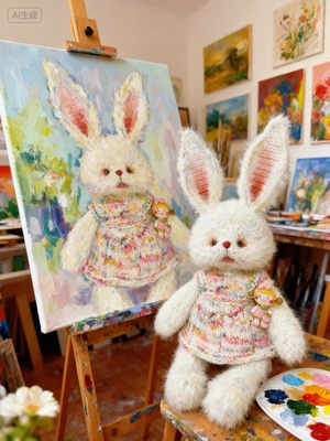 空想集手作原创momo兔大号成品钩织毛绒玩偶伴偶摆件礼物