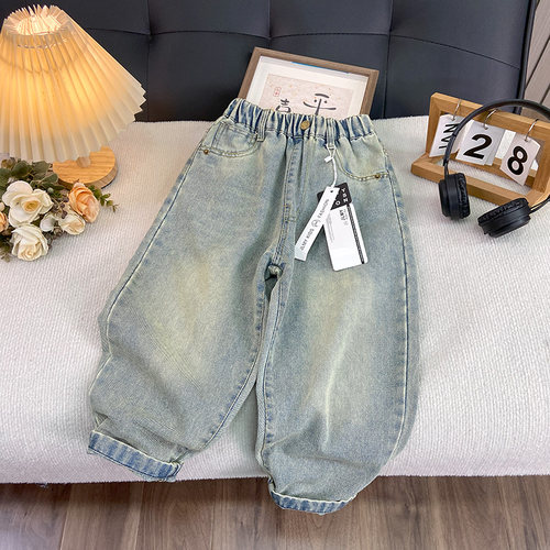 海洋家特价童装 儿童春季牛仔裤 中大童休闲长裤 男女童裤子