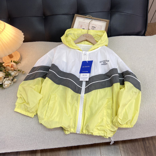 海洋家特价童装男女童潮款防晒衣中大童拼接洋气防晒服儿童皮肤衣