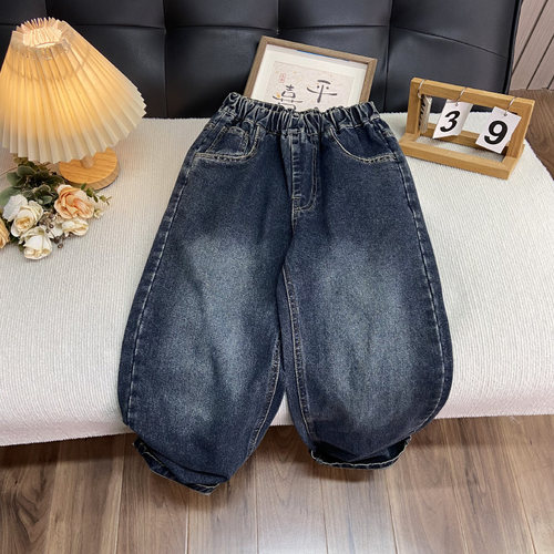 海洋家特价童装 男女童春秋新款长裤 儿童中大童薄款牛仔裤百搭