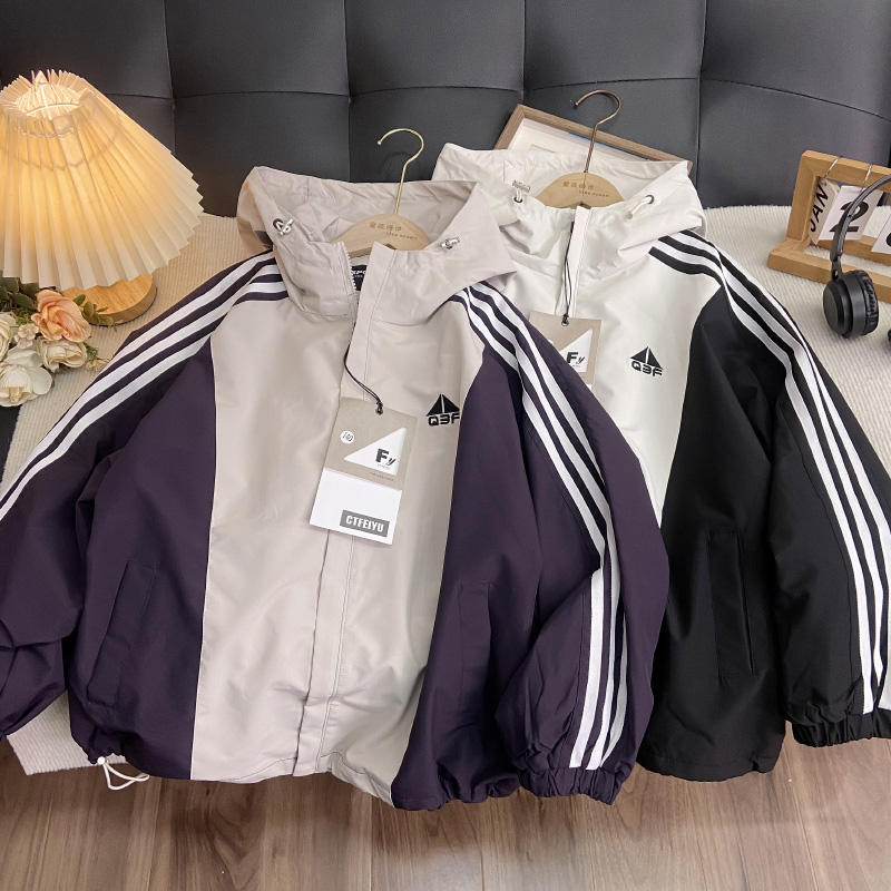 海洋家特价童装 男女童秋季新款外套 中大童双层加绒冲锋衣连帽