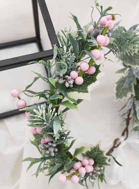 含苞花蕾白色粉色冬季花环圣诞旅游拍照女道具冬款头饰发饰原创新