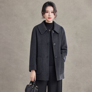 高端轻奢双面呢大衣女2026妈妈装冬季中年宽松气质中长款羊毛外套
