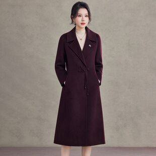 中年妈妈装高端双面羊毛大衣女中长款2026新款秋气质显瘦毛呢外套