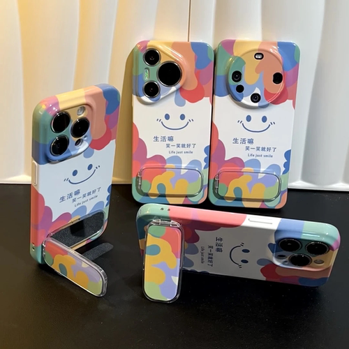 彩色涂鸦微笑适用苹果16promax手机壳iphone14华为mate60pro菲林Pura70荣耀300女reno13保护套vivos20小米15